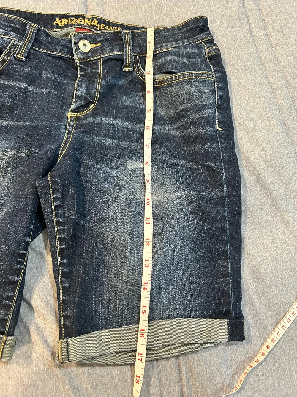Juniors Arizona Jean Company Women's Dark Blue Rolled Cuff Denim Bermudas